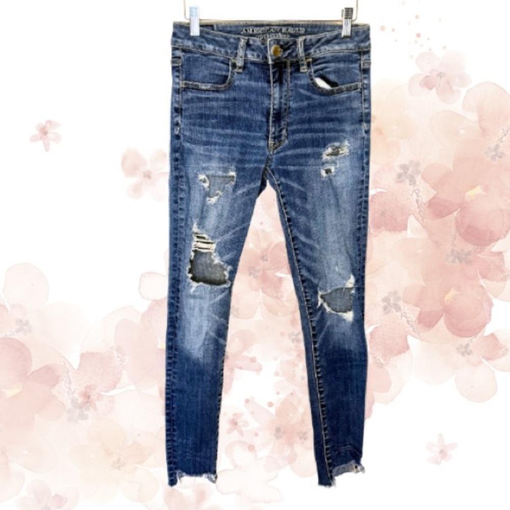 American Eagle Outfitters Ripped Dark Blue Skinny Jeans